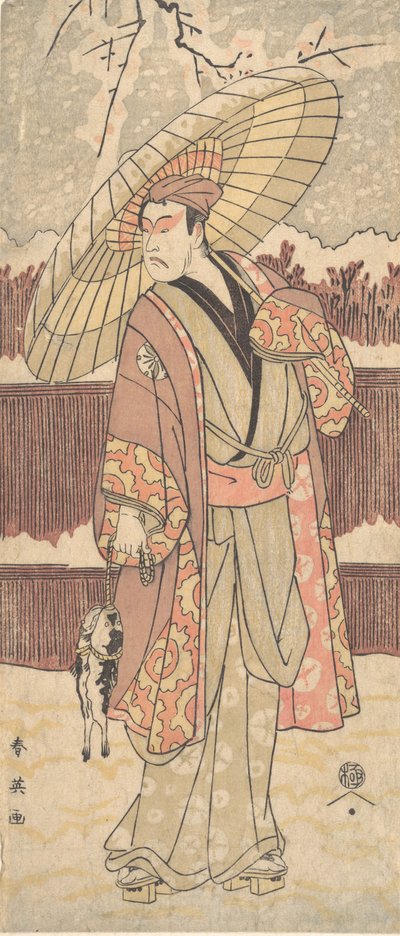 Čtvrtý Matsumoto Koshiro jako muž chodící pod deštníkem, ca. 1796. od Katsukawa Shun