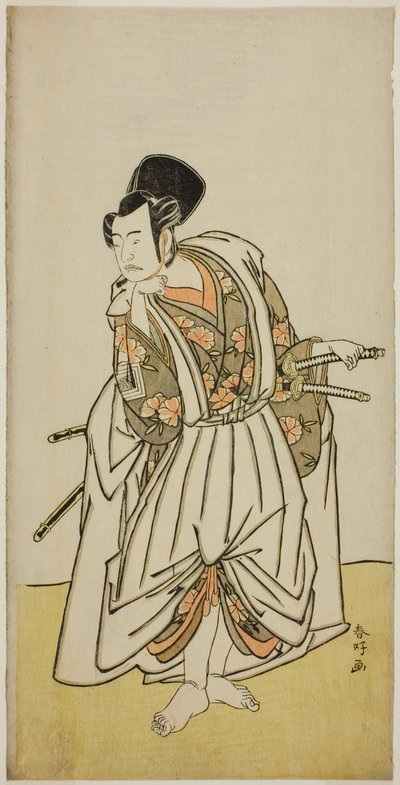 Herec Ičikawa Jaozo II jako Sakura-maru ve hře Sugawara Dendžu Tenarai Kagami, která se hrála v divadle Ičimura v sedmém měsíci roku 1776. od Katsukawa Shunkо̄