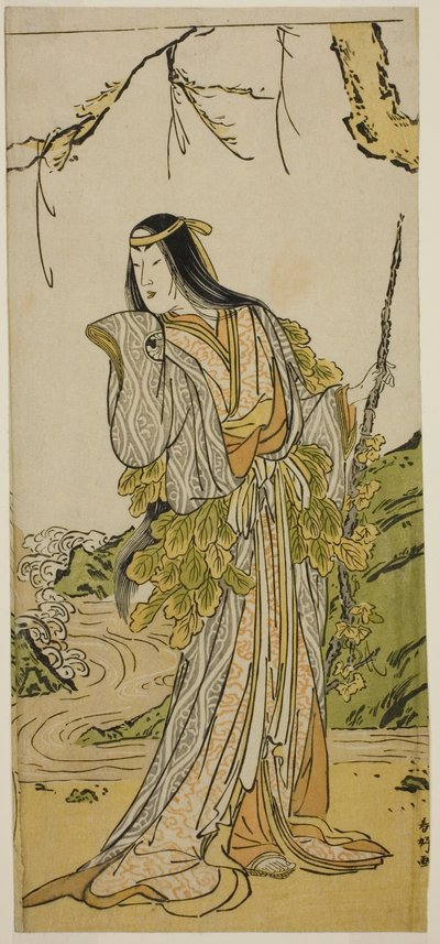 Herec Segawa Kikunojo III jako Jamauba ve hře Otokojama Furisode Gendži, která se hrála v divadle Kiri v jedenáctém měsíci roku 1785 od Katsukawa Shunkо̄