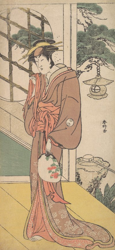 Arashi Ryuzo jako vysoká žena stojící na Engawa, ca. 1789. od Katsukawa Shunko