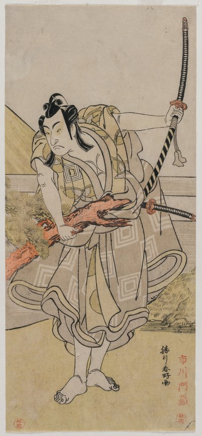 Ichikawa Monnosuke II jako Soga no Gorō od Katsukawa Shunko