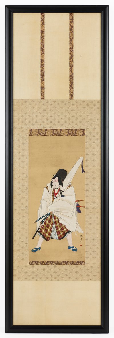 Herec Ichikawa Ebizo III jako Matsuomaru ve hře Sugawara a tajemství kaligrafie, 18. od Katsukawa Shunko