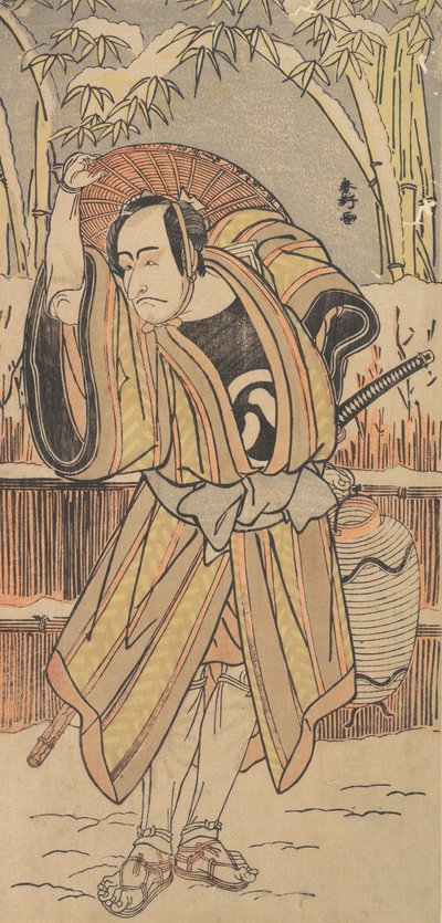 Pátý Ichikawa Danjuro jako muž v zimním oděvu z roku 1788. od Katsukawa Shunko