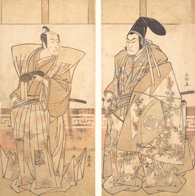 Dva herci oblečeni ve slavnostních kostýmech, ca. 1787. od Katsukawa Shunko