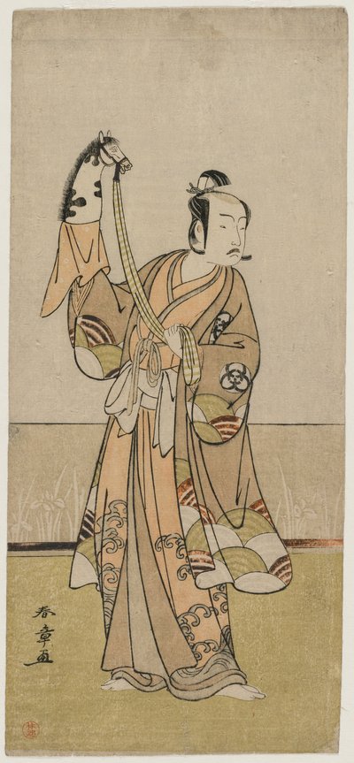 Bando Hikosaburo III Holding a Hand Pupper, polovina 70. let 18. století. od Katsukawa Shunsho