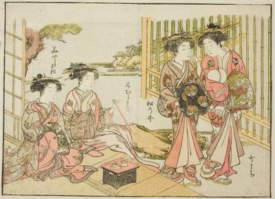 Kurtizány z Matsubaya, z knihy "Zrcadlo krásných žen ze čtvrtí rozkoše (Seiro bijin awase sugata kagami), sv. 1 od Katsukawa Shunsho
