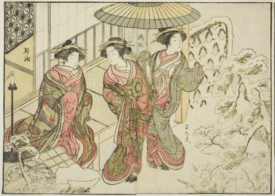Kurtizány z Nakaomiya, z knihy "Zrcadlo krásných žen ze čtvrtí rozkoše (Seiro bijin awase sugata kagami), sv. 2 od Katsukawa Shunsho