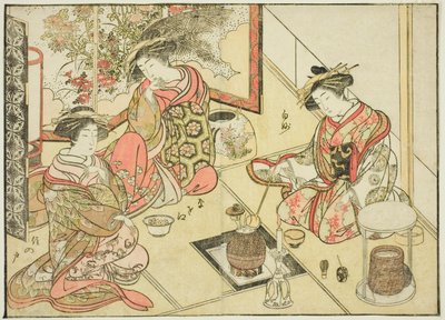 Kurtizány z Okaneya, z knihy "Zrcadlo krásných žen ze čtvrtí rozkoše (Seiro bijin awase sugata kagami)," sv. 2 od Katsukawa Shunsho