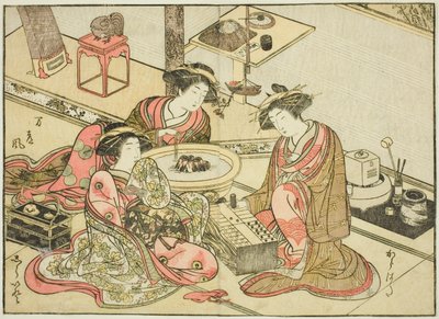 Kurtizány z Yamashiroya, z knihy "Zrcadlo krásných žen ze čtvrtí rozkoše (Seiro bijin awase sugata kagami)," sv. 2 od Katsukawa Shunsho