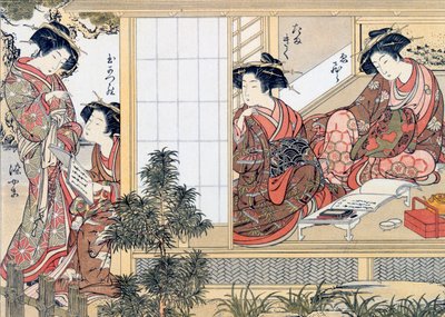 Japonské kurtizány Čtení a psaní, c1776. od Katsukawa Shunsho