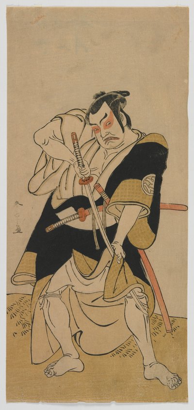 Kabuki herec Nakamura Sukegoro II jako samuraj, období Edo, konec 70. let 18. století (barevný dřevotisk) od Katsukawa Shunsho