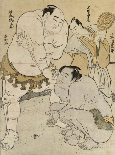 P-re Parathion s Pro tee tch Beto Een Onagawa Machine Saburo Draft d Tanikaze Kajinosuke, rozhodčí Kimura Shosuke od Katsukawa Shunsho