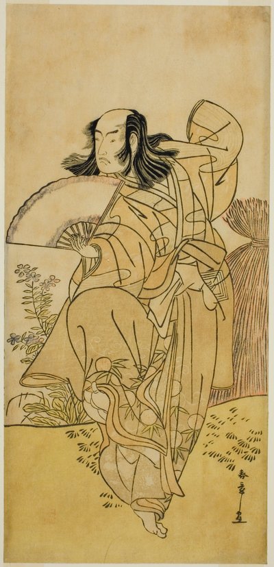 Herec Ichikawa Yaozo III jako Kusunoki Uraminosuke převlečený za lišku z Tsukamota (?), ve hře Kumoi no Hana Yoshino no Wakamusha (?), hrál v divadle Nakamura (?) v jedenáctém měsíci, 1786 (?) od Katsukawa Shunsho