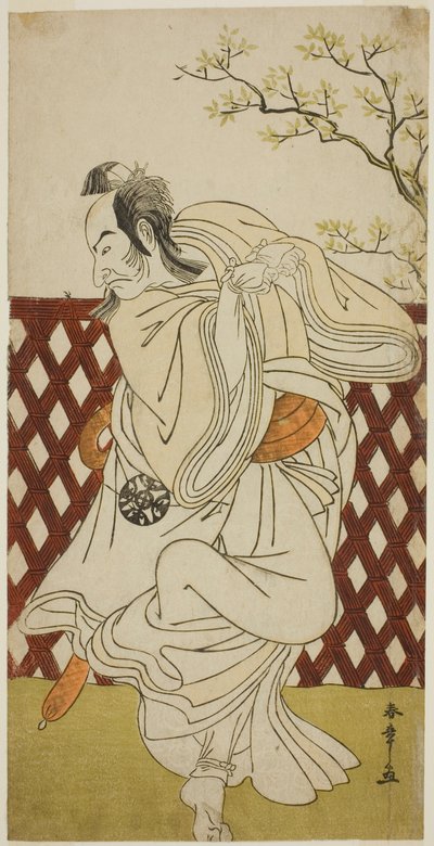 Herec Nakamura Nakazo I jako Sakon-gitsune ve hře Hana-zumo Genji Hiiki, hrál v divadle Nakamura v jedenáctém měsíci, 1775 od Katsukawa Shunsho