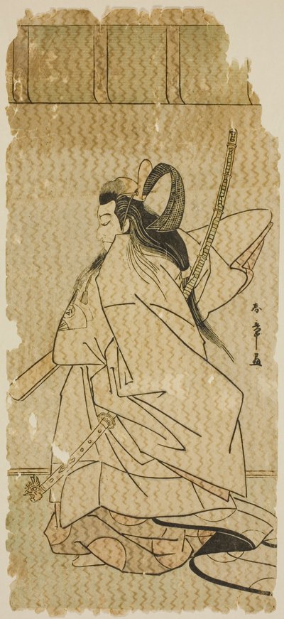 Herec Onoe Matsusuke I jako princ Takanori ve hře „Kaeribana Eiyu Taiheiki“ hrál v divadle Nakamura v jedenáctém měsíci roku 1779 od Katsukawa Shunsho