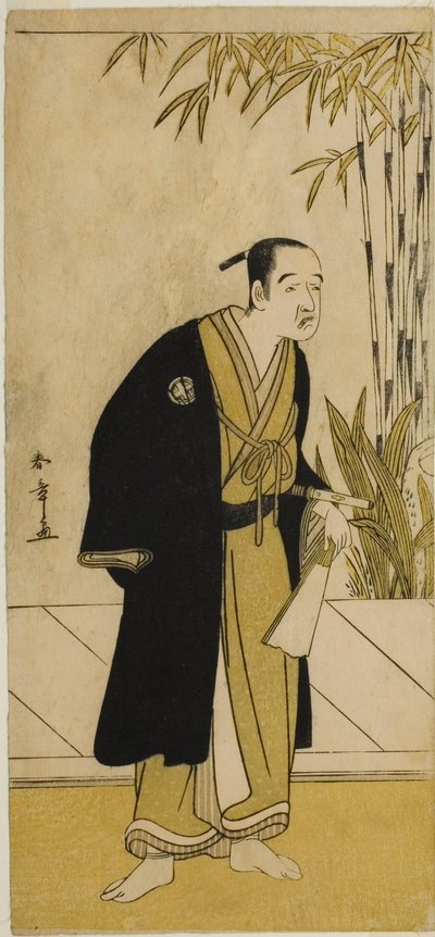 Herec Otani Tomoemon I jako Kajino Choan (?) ve hře Play Hono Nitta Daimyojin (?), hrál v divadle Morita (?) v sedmém měsíci, 1777 od Katsukawa Shunsho