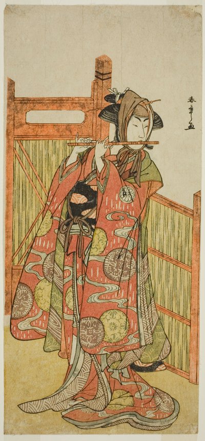 Herec Segawa Kikunojo III jako Kojoro-gitsune v přestrojení za květinářku Okiku ve hře Mure Takamatsu Yuki no Shirahata, uvedeno v divadle Ichimura v jedenáctém měsíci, 1780 od Katsukawa Shunsho