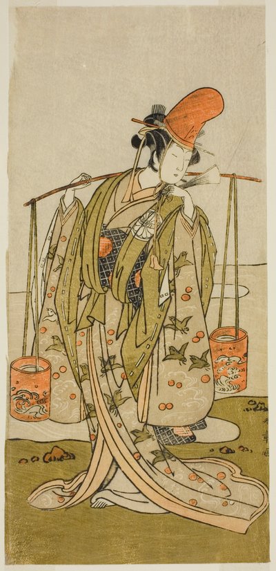 Herec Segawa Kitsuji III jako Murasame ve hře Gohiiki Kanjincho, hrál v divadle Nakamura v jedenáctém měsíci, 1773 od Katsukawa Shunsho