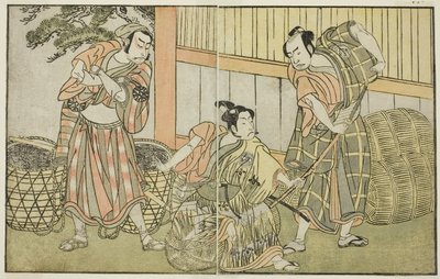 Hra Kuni no Hana Ono no Itsumoji, hraná v divadle Nakamura v jedenáctém měsíci, asi 1772 (dřevoryt) od Katsukawa Shunsho