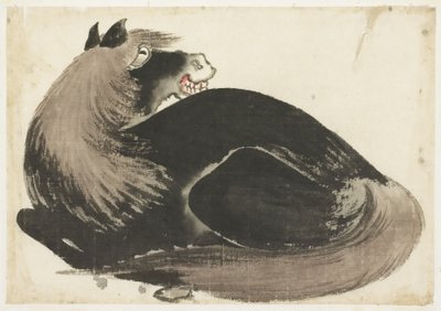 Ležící kůň od Katsushika (school of) Hokusai