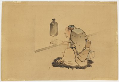 Scholar Reading at a Window, cca 1850 (inkoust a barva na papíře) od Katsushika (school of) Hokusai