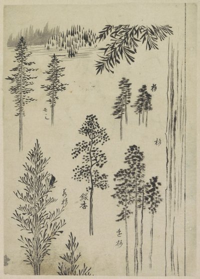 Krajina se stromy od Katsushika Hokusai (possibly)