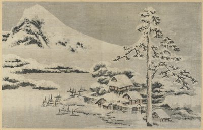 (Přímořská vesnice ve sněhu), 1814 od Katsushika Hokusai