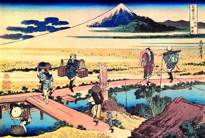 36 vues du Mont Fuji, Japonsko: pohled z Nakahara v provincii Sagami, Japonsko - Estampe de Katsushika Hokusai (1760-1849) (ecole ukiyo-e) 1830-1833 Státní Puškinovo muzeum výtvarných umění, Moskva od Katsushika Hokusai