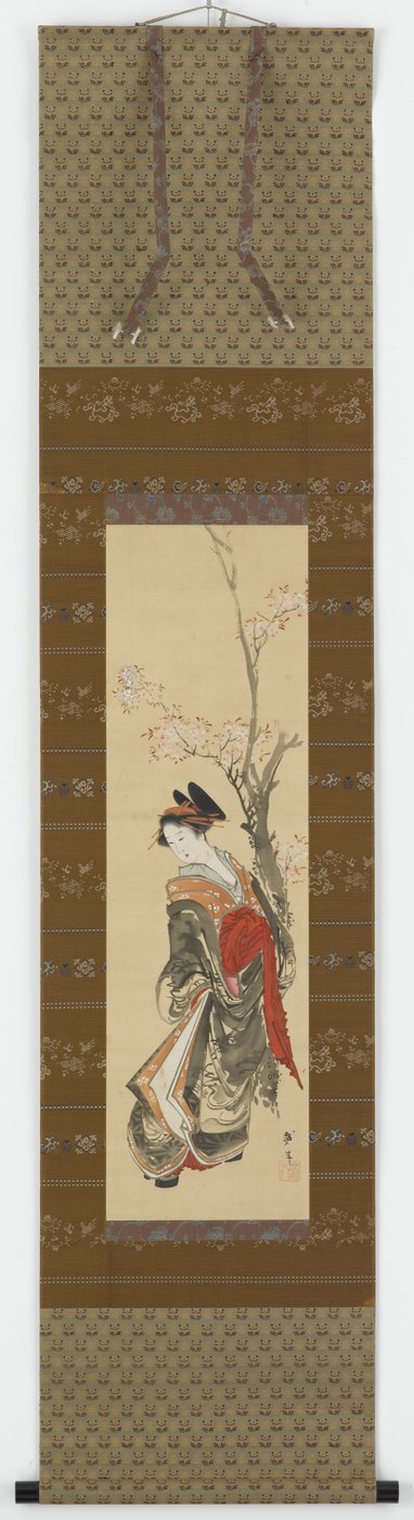 Kurtizána pod třešní, konec 18.-začátek 19. století. od Katsushika Hokusai