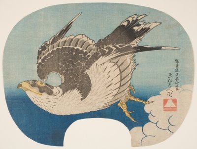 A Hawk in Flight, cca 1840 (dřevěný tisk) od Katsushika Hokusai