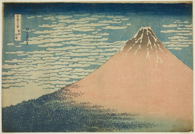 Mírný vánek za krásného dne (Gaifu kaisei), ze série „Třicet šest pohledů na horu Fuji (Fugaku sanjurokkei)“ od Katsushika Hokusai