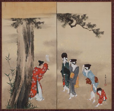 Šintoistický kněz, Tři ženy a dítě, období Edo, ca. 1799-1801. od Katsushika Hokusai