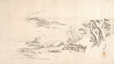 Zasněžená krajina s šedými mraky, ca. 1800. od Katsushika Hokusai