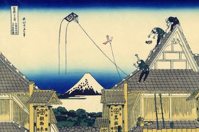 Náčrt obchodu Mitsui v ulici Suruga v Edo, kolem roku 1830 (dřevěný tisk) od Katsushika Hokusai