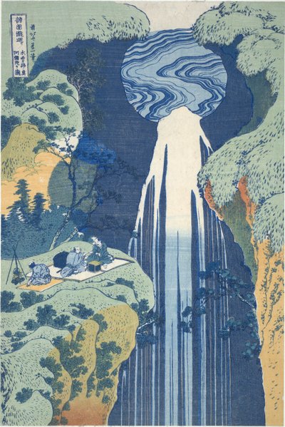 Vodopád Amida Hluboko v dálce na Kiso Road, ze série Prohlídka vodopádů v různých provinciích od Katsushika Hokusai