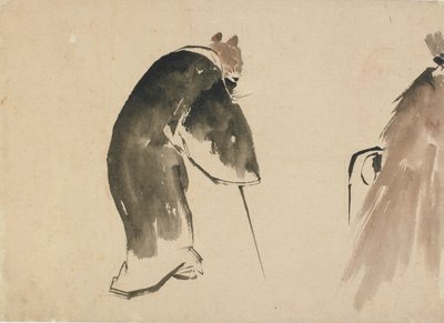 Stará myš oblečená v černém hábitu, konec 18.-začátek 19. století. od Katsushika Hokusai
