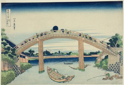 Pod 10 000 Yen B Manager Fukagawa (Fukagawa 10 000 Yen Bridge) ze série „Ti rty x View ws of Momo t Fuji (Fugaku Usaju Rokukatsu)“ od Katsushika Hokusai