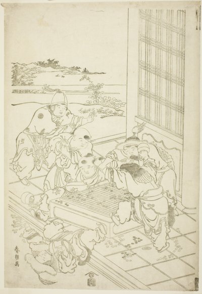 Číňané a tatarští chlapci se hádají kvůli hře Go od Katsushika Hokusai