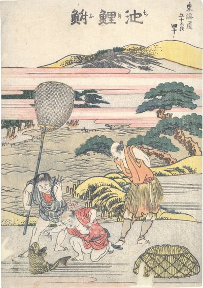 Chiryū, čtyřicátá zastávka ze série „Padesát tři zastávky na cestě Tōkaidō“ od Katsushika Hokusai