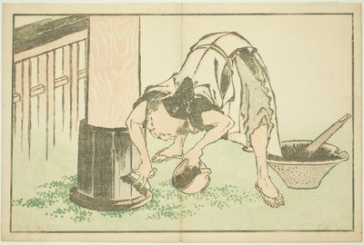 Řemeslník pracující na chrámu z Obrázkové knihy realistických obrazů Hokusai (Hokusai shashin gafu) od Katsushika Hokusai