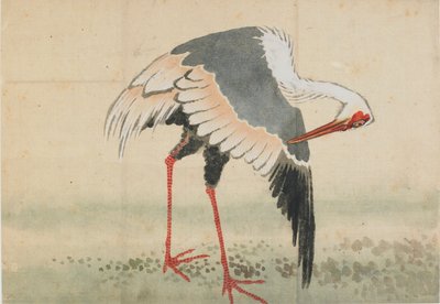 Jeřáb, období Edo, konec 18.-začátek 19. století. od Katsushika Hokusai
