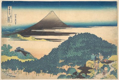 Borovice v Aoyamě (Aoyama enza no matsu), ze série „Třicet šest pohledů na horu Fuji“ (Fugaku sanjūrokkei) od Katsushika Hokusai
