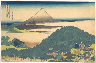 Borovice v Aoyamě (Aoyama enza no matsu), ze série „Třicet šest pohledů na horu Fuji“ (Fugaku sanjūrokkei) od Katsushika Hokusai