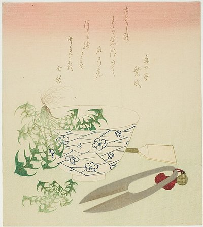 Pampelišky na Nový rok od Katsushika Hokusai