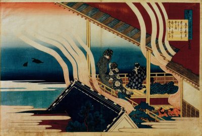 Báseň Fujiwara no Yoshitaka od Katsushika Hokusai