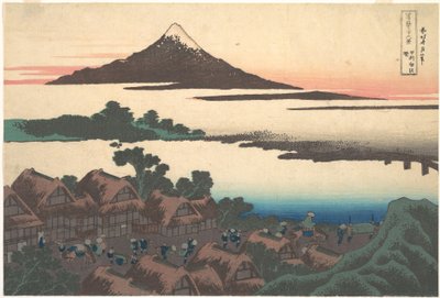 Svítání v Isawě v provincii Kai (Kōshū Isawa no akatsuki), ze série „Třicet šest pohledů na horu Fuji“ (Fugaku sanjūrokkei) od Katsushika Hokusai