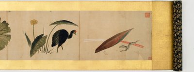 Detail ručního rolování s různými obrázky, období Edo, 1839 inkoust a barva na papíře od Katsushika Hokusai