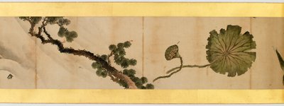 Detail ručního rolování s různými obrázky, období Edo, 1839 inkoust a barva na papíře od Katsushika Hokusai