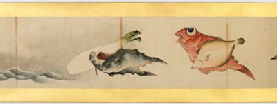 Detail ručního rolování s různými obrázky, období Edo, 1839 inkoust a barva na papíře od Katsushika Hokusai