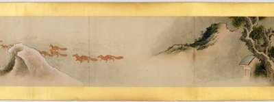 Detail ručního rolování s různými obrázky, období Edo, 1839 inkoust a barva na papíře od Katsushika Hokusai